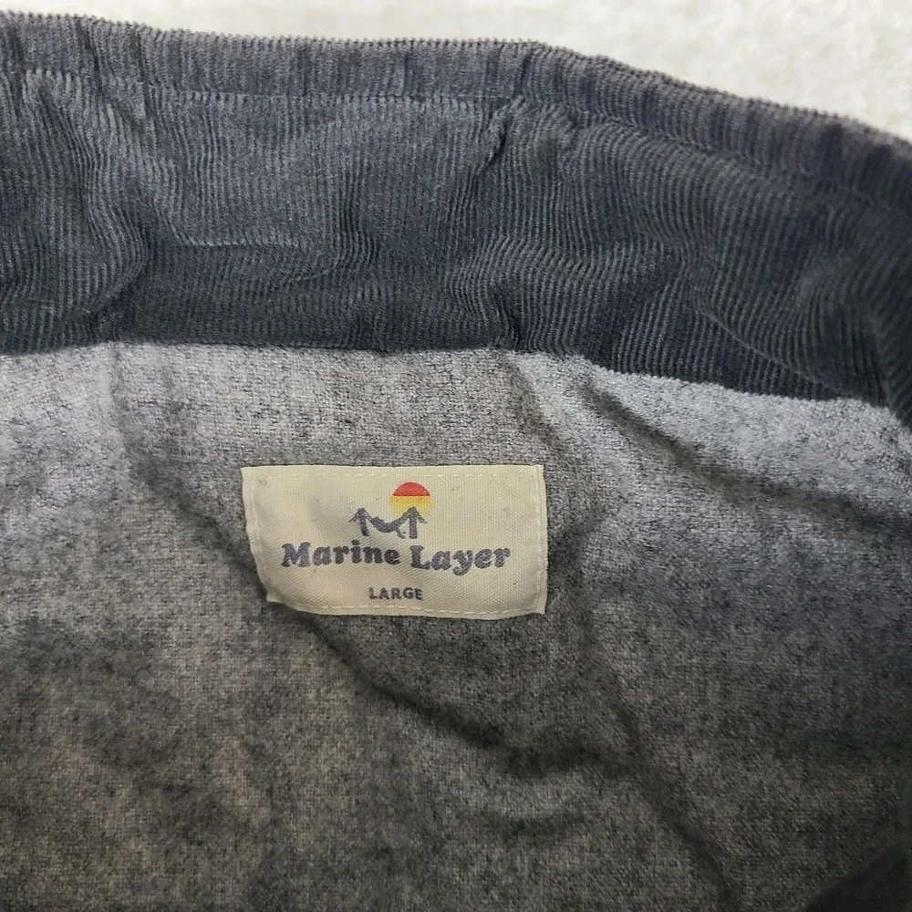Marine Layer Sweater Vest Mens Large Dark Gray Full Zip Quilted Puffer‎ Jacket